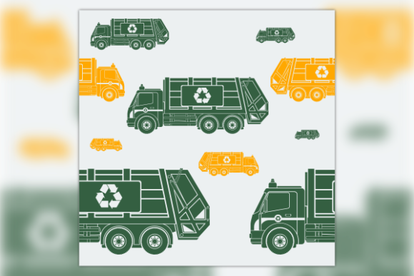 Flat Garbage Truck Seamless Pattern Graphics