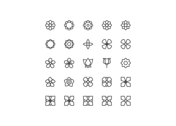 Flower Line Style Ixon Set 2: Graphics and Icons for Creative Projects