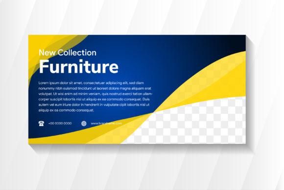 Furniture Horizontal Banner Blue Gold Graphics