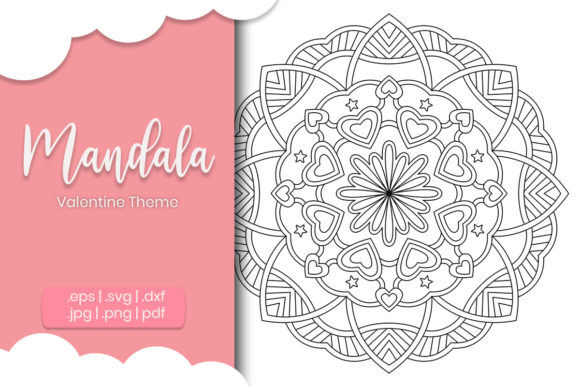 Love Mandala Valentine Day Theme Graphics and Coloring Pages Amp
