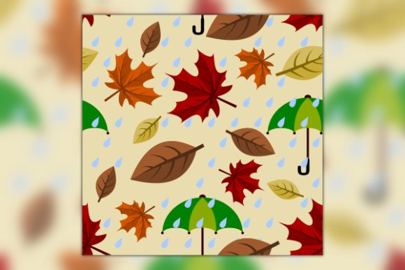 Rainy Autumn Vector Seamless Pattern Graphics