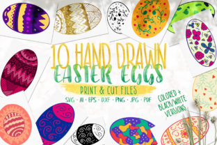 Ten Hand Drawn Easter Eggs for Crafts and Graphics