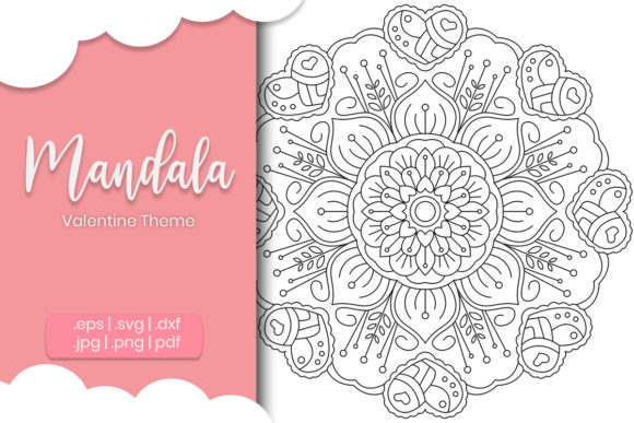 Valentine Mandala for Adult Coloring Graphics and Coloring Pages Amp