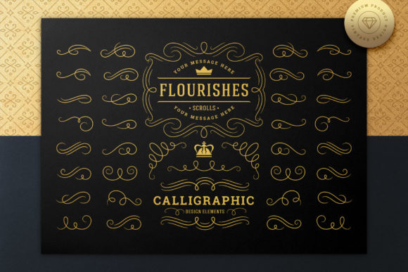 Vintage Flourish Swirls Graphics