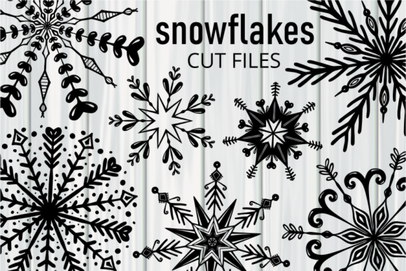 Winter Silhouette Snowflakes Cut Files: Graphics for Crafts